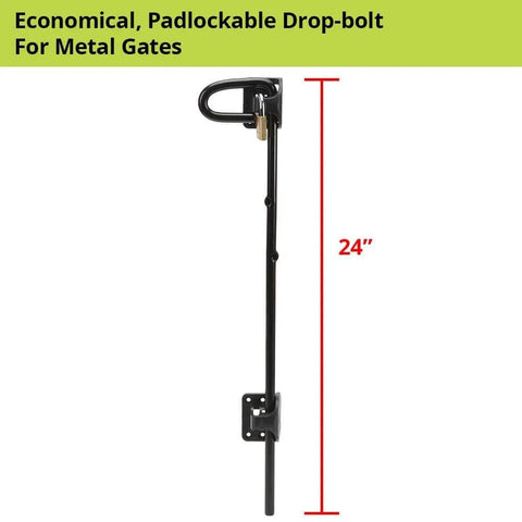 Padlockable Drop Bolt With Padlock Storage For Square Post Metal Gates 24 Inch Length Prevents Dragging And Dropping