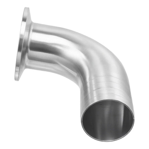 Stainless steel 304 sanitary hose elbow, 90-degree, 3/4" barb with 1.5" tri-clamp ferrule and clamp