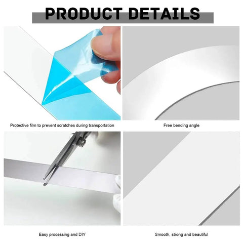 Stainless Steel Shim Stock Set 304 Grade, 12 Inch Long By 1 Inch Wide By 0.02 Inch Thick Metal Strips, Five Pack, with protective film