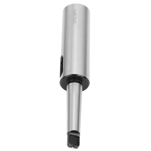 Side view of Morse taper MT2-MT3 drill adapter reducing sleeve with HSS shank for lathe/milling tool holders