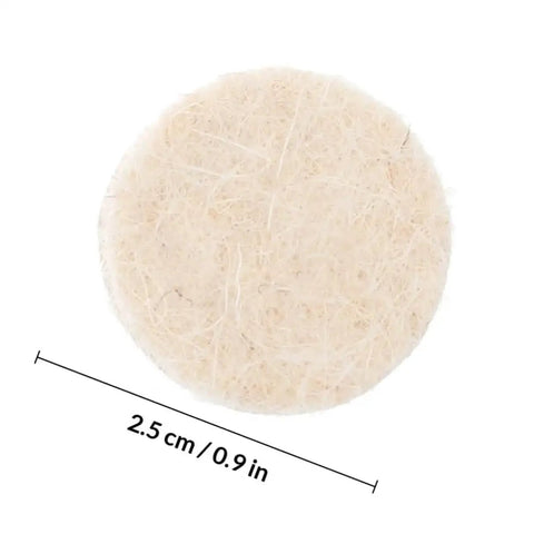 Front view of 2.5 cm 0.9 in wool felt wheel from 120 Pcs Wool Felt Polishing Wheel Set With Shank For Rotary Tools Buffing Wheels Kit.