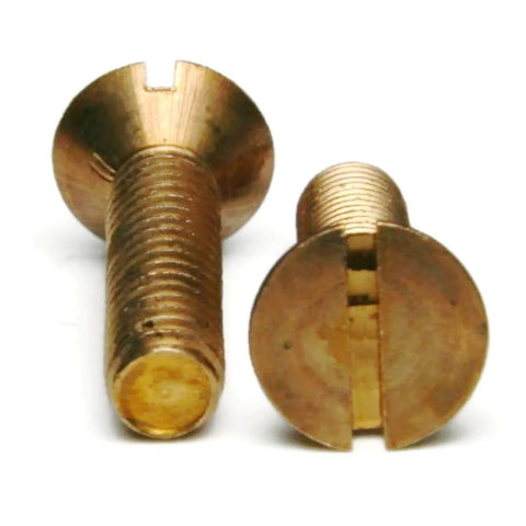 Silicon Bronze Slotted Flat Head Machine Screws 3/8-16 By 3/4 Inch Long, Corrosion Resistant Alloy 651 For Marine, Plumbing, And Electrical Projects
