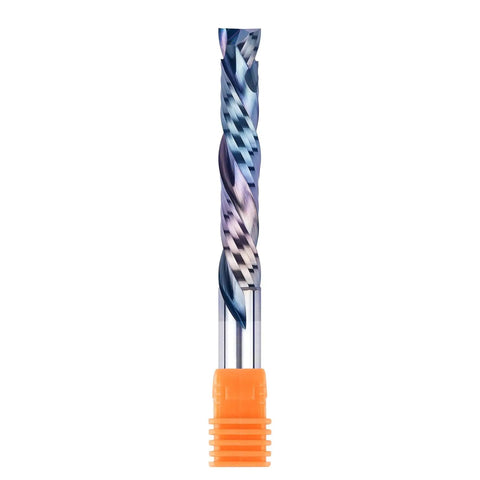 Compression Spiral Router Bit With One-Half Inch Shank Up Down Carbide CNC Bit For Wood Carving, Three-Inch Cutting Length, Five-Inch Overall Length, TAC Extreme Tool Life Coating For Extra Durability And Pro Grade Built-To-Last Performance.