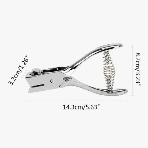 Heavy Duty Single Oval Hole Puncher for Scrapbooking Handheld Paper Cutter With Clear Alignment Window shown with dimensions