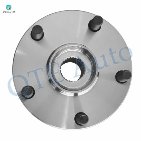 Beefy Two-Pack Front Wheel Hub Bearing Assemblies Replacement For Subaru, top view of metal hub with lug bolts visible