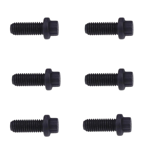 Six black 8mm twelve-point pressure plate bolts for Honda/Acura manual transmissions, 6 pcs