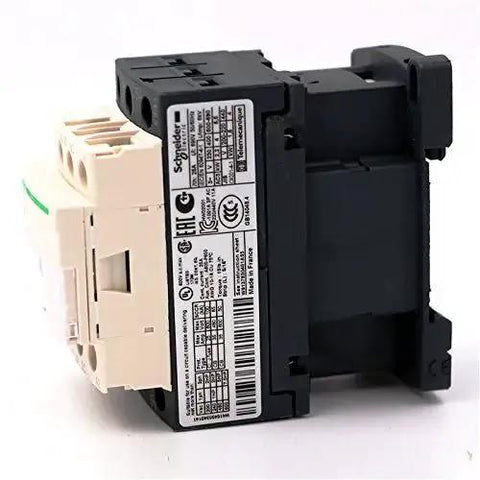 TeSys D 3 Pole Contactor LC1D09B7 With 24V AC Coil, 440V AC, 9 Amp, 3 NO Contacts industrial motor control side angle view