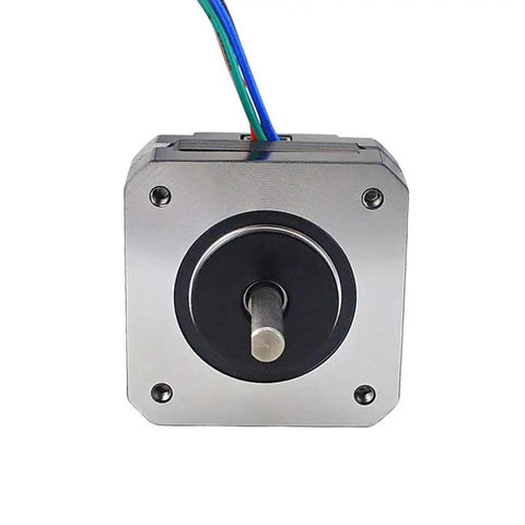 Front view of Compact Short Body Nema 17 Bipolar Stepper Motor 1A 22.6 Oz In Holding Torque for 3D printers and CNC builds.