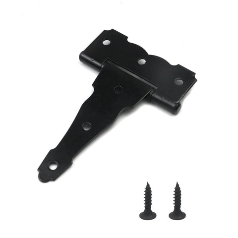 5 Inch Iron T Strap Hinges Heavy Duty Gate Hinges With Screws, 180 Degree Rotation, Black Powder Coated, Rust Resistant for Outdoor Use