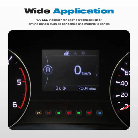 Dashboard with Waterproof Metal LED Indicator Light Set For Dash Panel Mount 12V 24V Half Inch Cutout 7-Piece Kit visible
