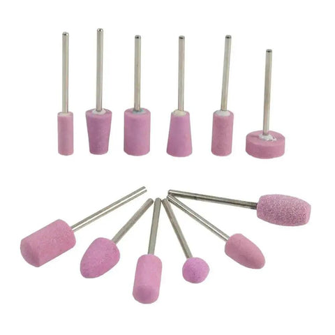 Nail Polisher 12 Piece Set With Abrasive Grinding Stone Wheel Heads For Manicure PA Pink 20 To 360 Mesh Pro Nail Tool Accessories For At Home Use Great Value