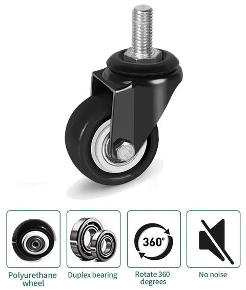 2 Inch Caster Wheels With Threaded Stem Three Eighths Inch By Sixteen Threads One Inch Stem Heavy Duty Polyurethane Casters For Cart