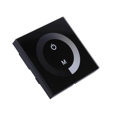 Black Wall Mounted Touch Panel Dimmer for 12V-24V Single Color LED Light Strips with Smooth Glass Touch
