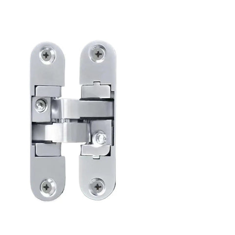 Hidden Cross Hinge For Invisible Doors And Cabinets, 3D Adjustable 180 Degree Folding Door Hinge, Concealed Stainless Steel H Shaped Door Hardware For Wooden Doors, Large Right, front view