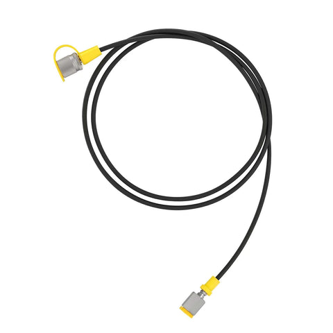 Hydraulic test hose, 1.6 m, black rubber with yellow metal fittings, G1/4 NPT to M16, 630 bar