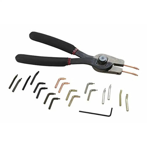 Heavy Duty Internal External Snap Ring Pliers 49200 with reversible action and large tips, shown with various attachment pieces