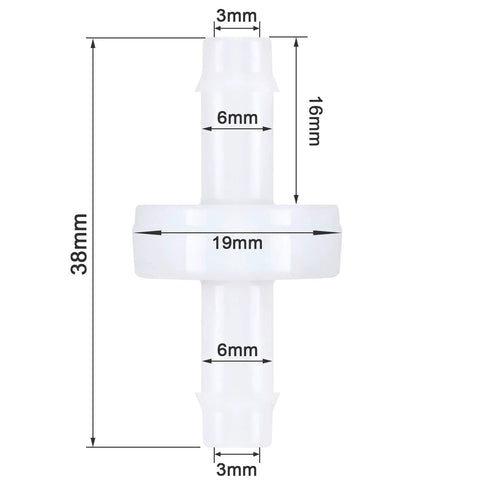 Mudder 1/4 in PVDF plastic inline check valve, white wear-resistant one-way valve for fuel, gas, water, air