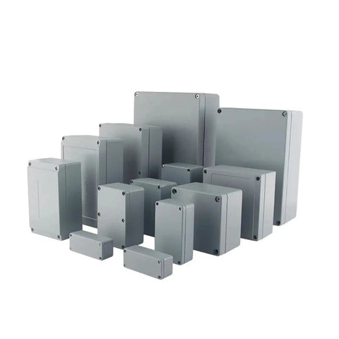 Industrial Grade IP66 Cast Aluminum Junction Box For Outdoor Electronics Projects With Included Mounting Plate And Easy Hinged Cover Latches
