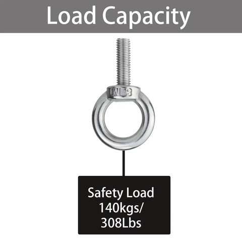 Stainless Steel Eye Bolts With Nuts And Washers 4 Pack 5/16 Inch By 1 Inch Lifting Eyebolts load capacity 308 lbs shown