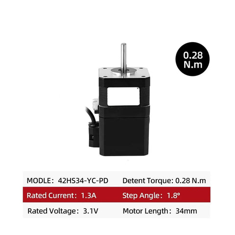 Brake stepper motor, 12V, 4-lead, NEMA 17, model 42HS34-YC-PD, 0.28 N·m torque