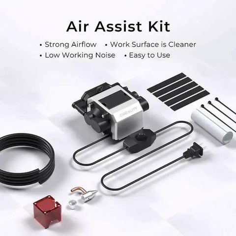 Air Assist Kit For Falcon 10W Laser Engraver With 22 LPM Airflow Pump displayed with included components