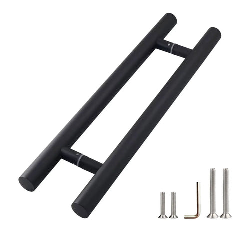 36-Inch Stainless Steel Push Pull Door Handle Black H Shape For Sliding Barn Doors And Commercial Heavy Duty Glass Showers SUS304 With Upgraded Three Pillar Mount For Tight Secure Install And Built Tough Grip