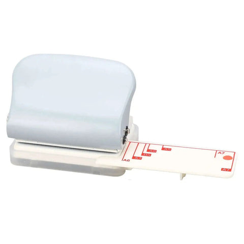 3 Hole Punch Portable Handheld Paper Punch For A7 And A4 With All Metal Body Positioning Post And Ruler, side view