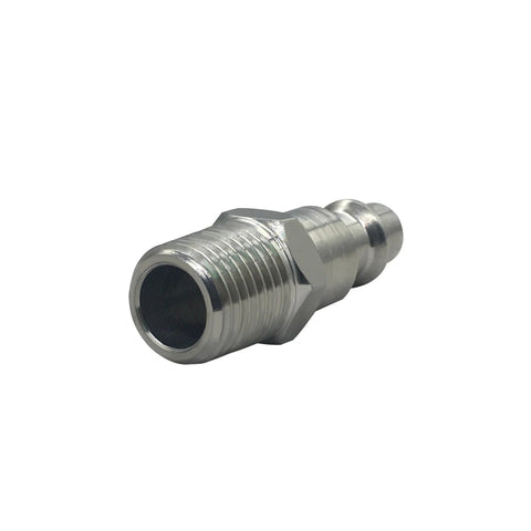 Stainless steel 1/4 NPT air hose adapter, 1/4 MPT male thread, chrome finish, for air compressors (pack of 2)