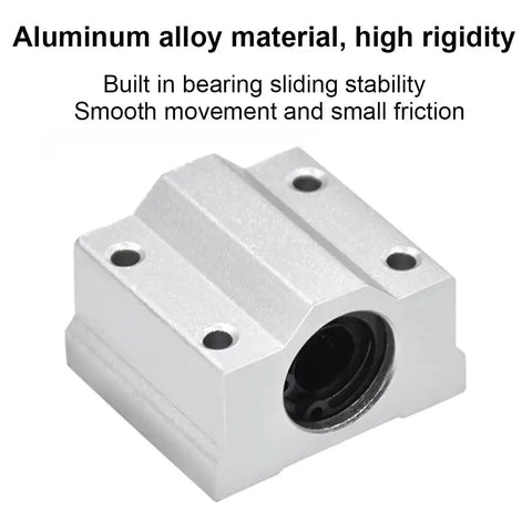 Front view of 16mm SCS16UU Aluminum Linear Bearing Slide Block Set Closed Pillow Block for CNC and 3D printer rails