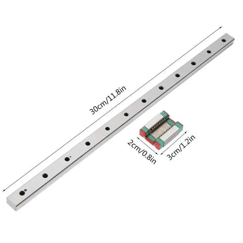 Miniature Linear Rail Guide 12mm Wide With Slide Block For Pro Grade Precision Equipment And Automation Systems 300mm Length 4 Point Contact