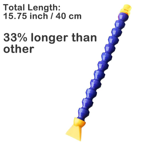 Beduan 1/2 in threaded coolant hose, blue adjustable plastic cooling tube with yellow end fittings — side view
