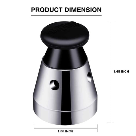 Pressure cooker relief valve, stainless steel with black knob, Amazon kitchen front view