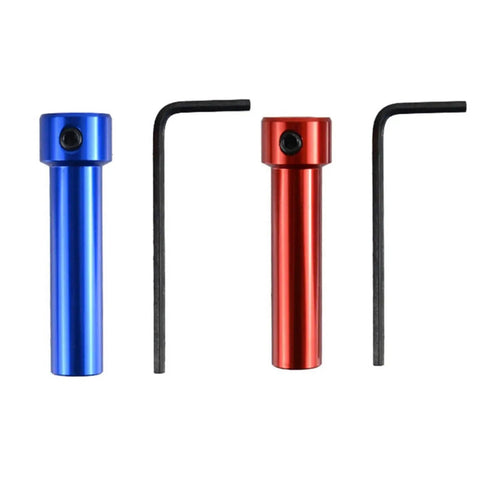 Front view of blue and red steel coupling sleeve quick-install socket adapters with hex wrenches