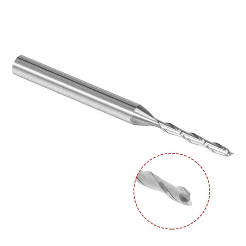 Five Pack One Eighth Inch Shank Carbide End Mills for CNC Router Bits, 1.5mm Cutting Diameter, 12mm Cut Length