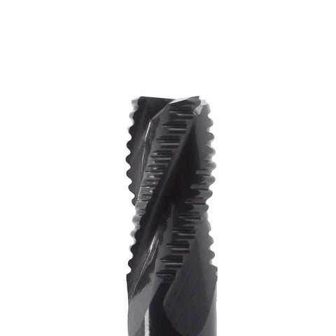 Roughing End Mill HSS Square Nose Four Flute Fine Tooth Bit Three Eighths Inch Shank Diameter Three Quarters Inch Flute Length Two and a Half Inch Overall Length Titanium Coated For Milling Metal Steels JESTUOUS