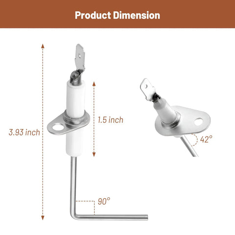 Flame sensor for Rheem and Ruud furnaces, 2-pack; white ceramic body with metal mounting bracket