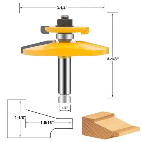 Pro Grade 3 Piece Router Bit Set With Half Inch Shank For Round Over And Raised Panel Cabinet Doors Rail And Stile Profiles