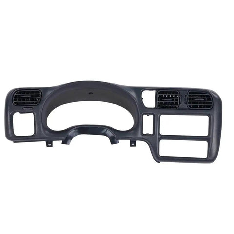 Front view of Dash Bezel Replacement For 1998-2004 Blazer Jimmy S10 Bravada Single Din Radio, black plastic material with vent openings.