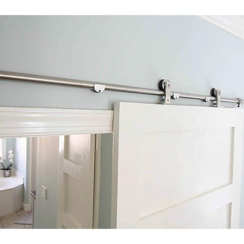 Heavy Duty Stainless Steel Sliding Barn Door Hardware Kit With 6.6ft Track For A Single Door Indoor Outdoor Rail System