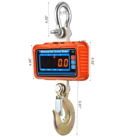 Beefy 3000kg Digital Crane Scale With Remote, waterproof industrial hanging scale with shackle and hook, LED display visible