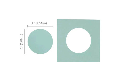 2-Inch Circle Magnetic Punch for Paper Crafting and Scrapbooking shown with 2-inch circle cutout and precise window cut example.