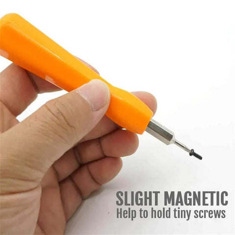 Hand holding Dual End Alloy Steel Torx Screwdriver Bit Kit For Doorbells And Security Video Systems with magnetic tip