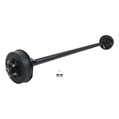 Trailer axle with electric brakes, 5x4.5 bolt pattern, 3500 lb rating, black finish