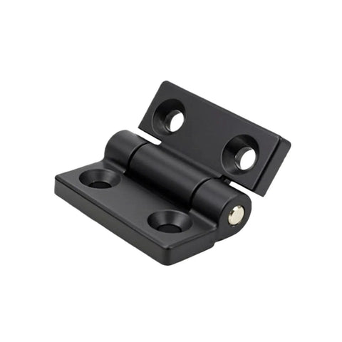 Black thickened zinc alloy door hinge with damper, 1.0 N.m torque, front view.
