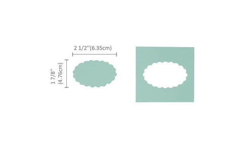 Diagram of 2.5 Inch Scalloped Ellipse Lever Action Craft Punch For Paper Crafting And Scrapbooking Easy To Use For Cards Journals And Party Decor Creates Precise Scalloped Oval Cutouts For Crafts Scrapbook Pages And DIY Projects dimensions