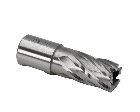 Single cutter from Six Piece Annular Cutters Set For Magnetic Drills With Weldon Shank Three Quarter Inch Cutting Diameter Half To One And One Sixteenth Inch Range HSS Slugger Bits With Pilot Pin For Drill Press And Milling Machines