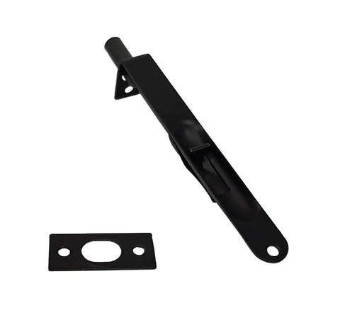 Solid Brass Round Flush Bolt 6 Inch Matte Black Two Pack With Square Or Round Mounting Options And Strike Included Made In Taiwan