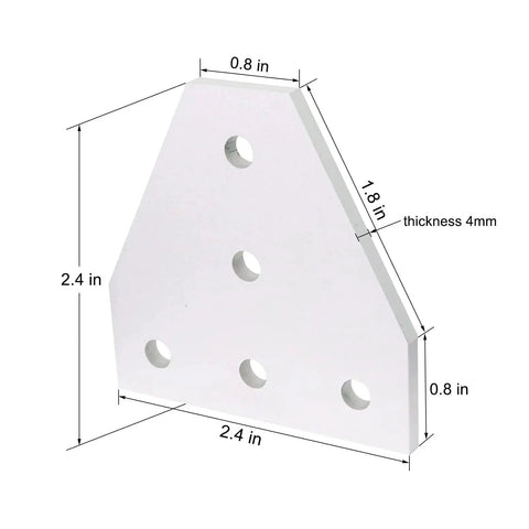 10 Series 1010 Aluminum Extrusion Corner Bracket Kit with dimensions 2.4x2.4 inches, 4mm thickness, shown for DIY frame builds