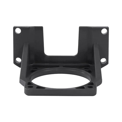 Front view of heavy duty aluminum adjustable gear reducer motor mount bracket for mini motors 180W to 370W with pre-drilled holes.