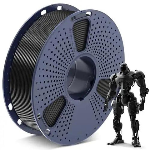 PLA Filament 1.75mm for 3D Printers, 1kg Neatly Wound Black Spool, Dimensional Accuracy 0.02 mm next to a robot figurine